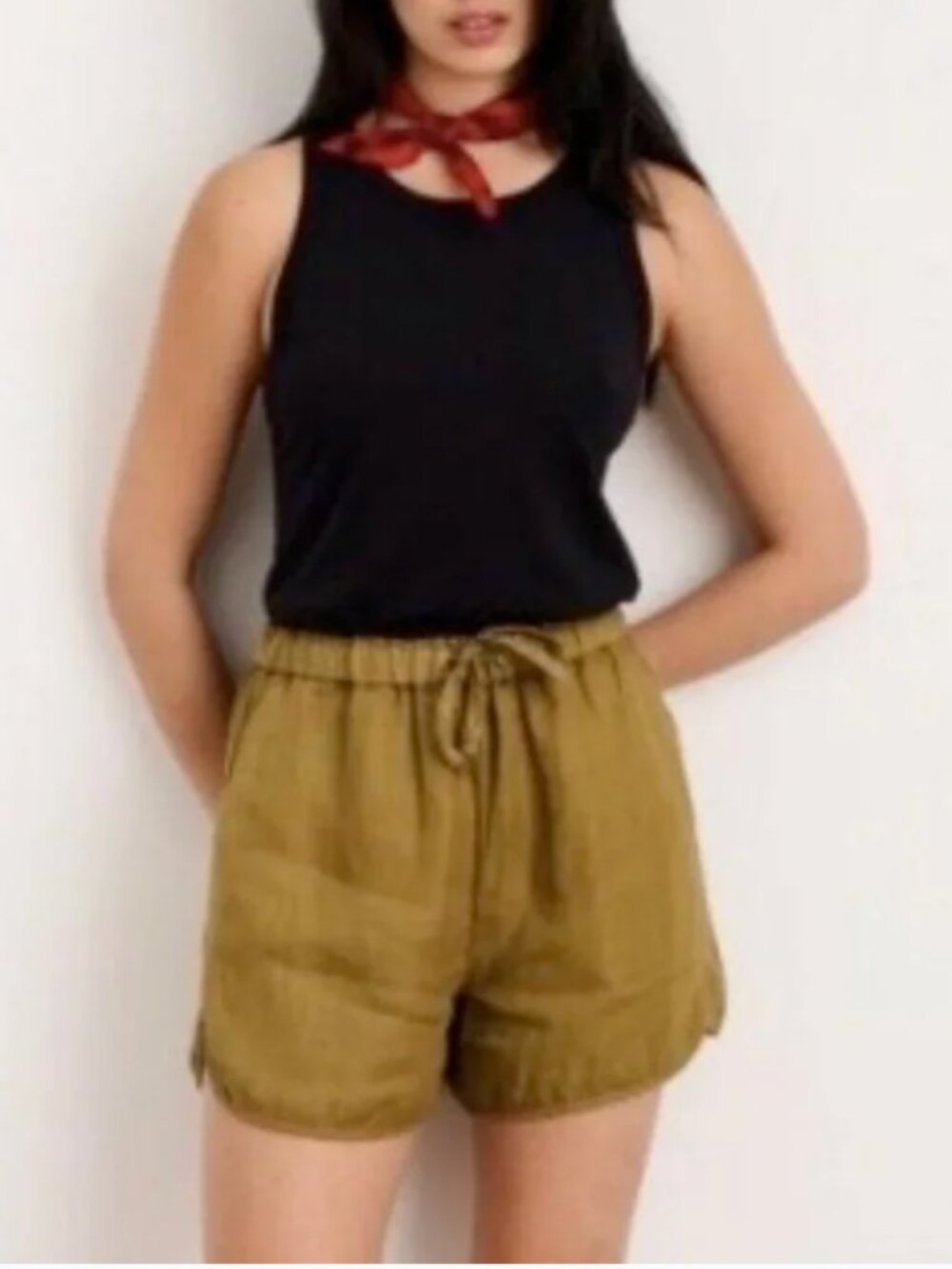 Alex Mill Olive Sunny Linen Shorts Size XS NWT Dark Khaki